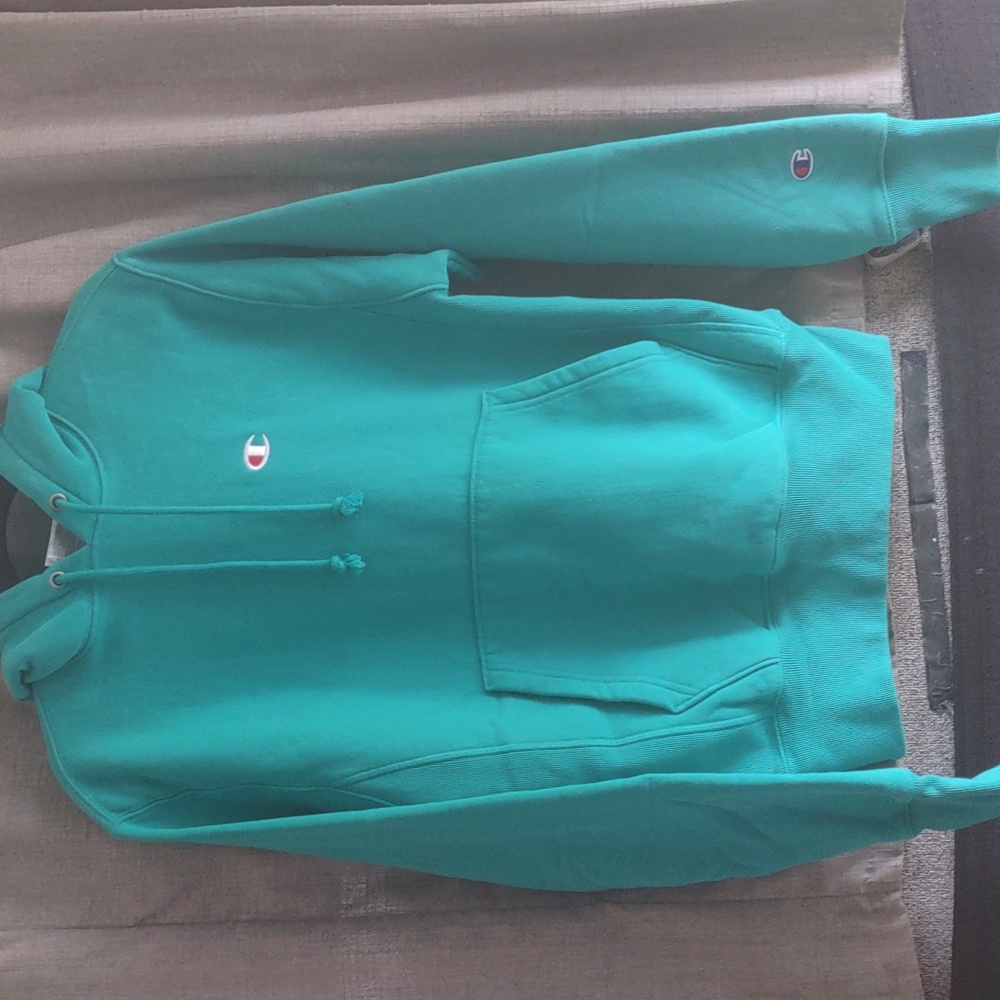 Champion Teal Hoodie oversized Small